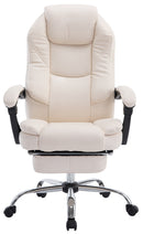 Bürostuhl mit Fußstütze & verstellbarer Rückenlehne Kunstleder höhenverstellbar Chrom Gestell