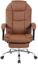 Bürostuhl mit Fußstütze & verstellbarer Rückenlehne Kunstleder höhenverstellbar Chrom Gestell