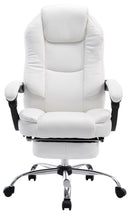 Bürostuhl mit Fußstütze & verstellbarer Rückenlehne Kunstleder höhenverstellbar Chrom Gestell