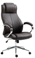 Bürostuhl mit Echtleder & Kopfstütze höhenverstellbar mit Wippfunktion Metallgestell 136 kg belastbar