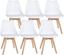 6er Set moderner Esszimmerstühle mit Holzgestell und Kunstleder-Sitzfläche
