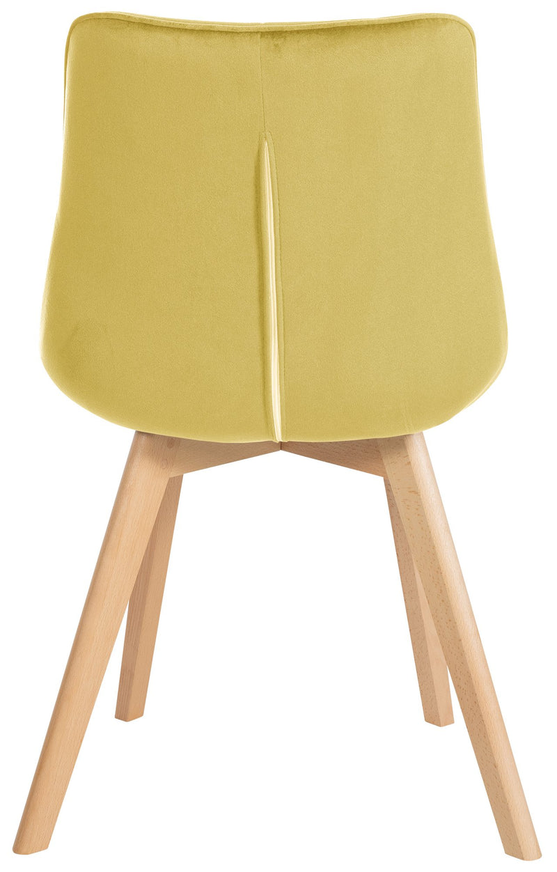 Moderner Esszimmerstuhl mit Samtbezug und Holzgestell
