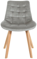 Moderner Esszimmerstuhl mit Samtbezug und Holzgestell