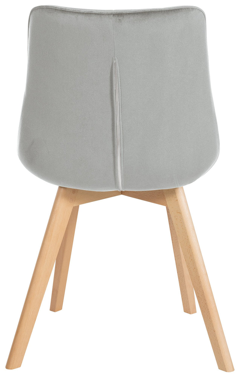 Moderner Esszimmerstuhl mit Samtbezug und Holzgestell