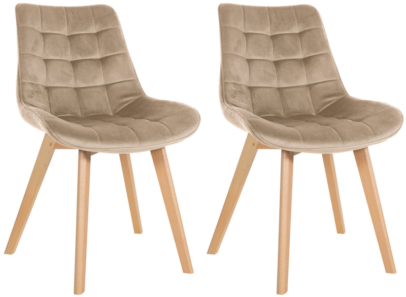 Esszimmerstühle 2er Set mit Samtbezug und Holzgestell - Moderne Polsterstühle 150 kg belastbar