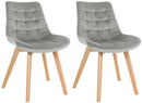 2er-Set Esszimmerstühle mit Samtbezug und Holzgestell