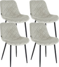 Stühle 4er-Set mit Samtbezug & Steppung gepolsterte Rückenlehne Metallgestell