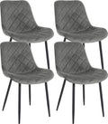 Stühle 4er-Set mit Samtbezug & Steppung gepolsterte Rückenlehne Metallgestell