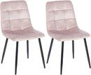 2er Set Elegante Esszimmerstühle mit Stoffbezug – Samt oder Gewebt, Metallgestell, Verschiedene Farben
