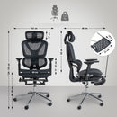 Ergonomischer Bürostuhl mit Fußstütze 3D-Armlehnen & verstellbarer Kopfstütze