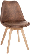 Moderner Esszimmerstuhl aus Kunststoff und Stoff mit Holzgestell