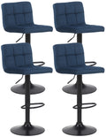 4er-Set Barhocker mit Samtbezug und verstellbarer Sitzhöhe im modernen Design