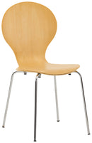 Stapelbarer Besucherstuhl mit ergonomischem Holzsitz und Chromgestell - kleinigkeits.de