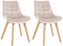 2er-Set Esszimmerstühle mit Samtbezug und Holzgestell