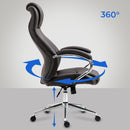 Bürostuhl mit Echtleder & Kopfstütze höhenverstellbar mit Wippfunktion Metallgestell 136 kg belastbar