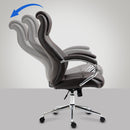 Bürostuhl mit Echtleder & Kopfstütze höhenverstellbar mit Wippfunktion Metallgestell 136 kg belastbar