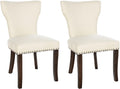 2er-Set Esszimmerstühle mit gepolstertem Stoffbezug und stilvollem Nieten-Dekor