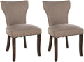 2er-Set Esszimmerstühle mit gepolstertem Stoffbezug und stilvollem Nieten-Dekor