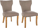 2er-Set Esszimmerstühle mit gepolstertem Stoffbezug und stilvollem Nieten-Dekor