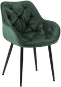 Esszimmerstuhl mit Armlehnen Samtbezug gepolstert - Moderner Sessel mit Metallgestell 150 kg belastbar