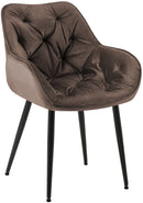 Esszimmerstuhl mit Armlehnen gepolstert Samtbezug Metallgestell 150 kg belastbar