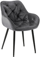 Esszimmerstuhl mit Armlehnen gepolstert Samtbezug Metallgestell 150 kg belastbar