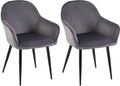 2er Set Esszimmerstühle mit Samtbezug und Metallgestell