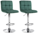 2er Set Stilvolle Barhocker mit Samtbezug und verstellbarem Metallgestell – Verschiedene Farben