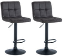 2er Set Stilvolle Barhocker mit Samtbezug und verstellbarem Metallgestell – Verschiedene Farben