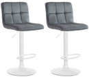 2er Set Stilvolle Barhocker mit Samtbezug und verstellbarem Metallgestell – Verschiedene Farben