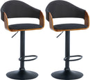 2er-Set höhenverstellbare Barhocker mit Stoffbezug und Holzrahmen