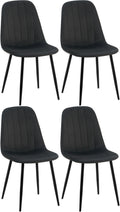4er-Set Esszimmerstühle aus Samt mit Metallgestell