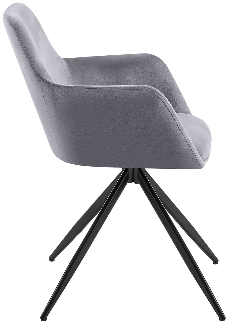 Samt-Polsterstuhl mit 180-Grad-Drehfunktion und stabilem Metallgestell