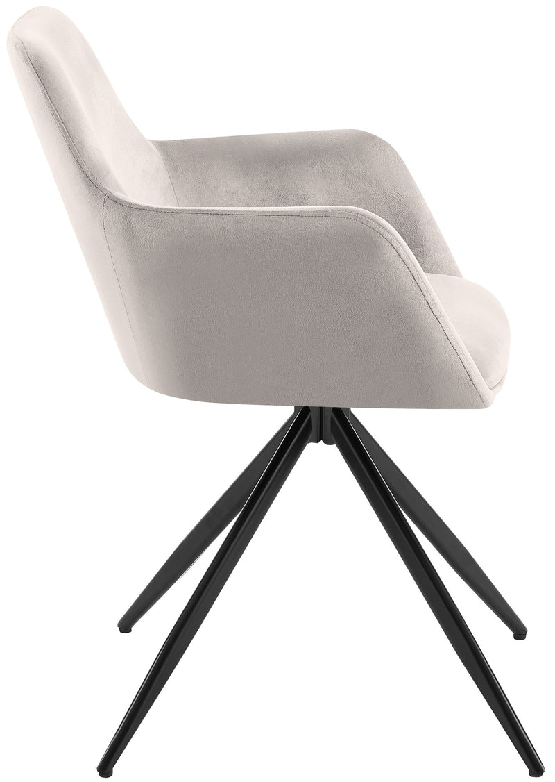 Samt-Polsterstuhl mit 180-Grad-Drehfunktion und stabilem Metallgestell