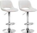 Barhocker 2er-Set höhenverstellbar mit Samtpolsterung und Rückenlehne in Chromoptik für Kücheninsel und Bar