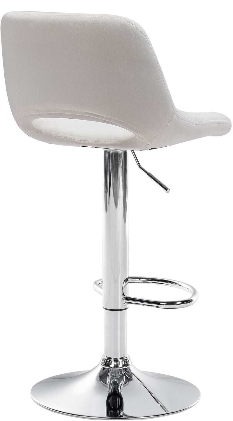 Barhocker 2er-Set höhenverstellbar mit Samtpolsterung und Rückenlehne in Chromoptik für Kücheninsel und Bar