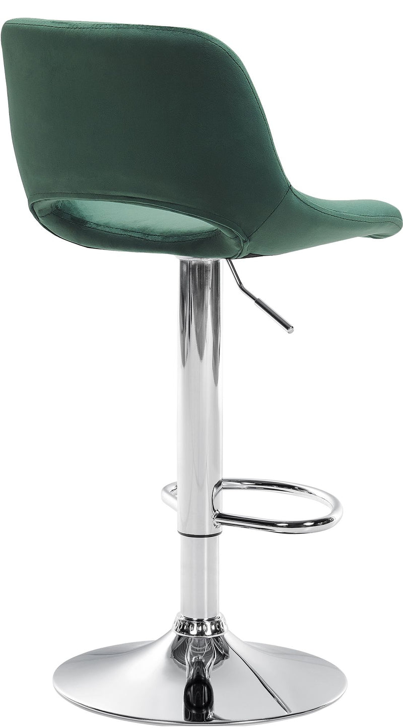 Barhocker 2er-Set höhenverstellbar mit Samtpolsterung und Rückenlehne in Chromoptik für Kücheninsel und Bar