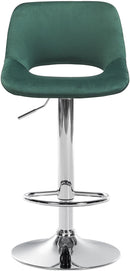 Barhocker 2er-Set höhenverstellbar mit Samtpolsterung und Rückenlehne in Chromoptik für Kücheninsel und Bar