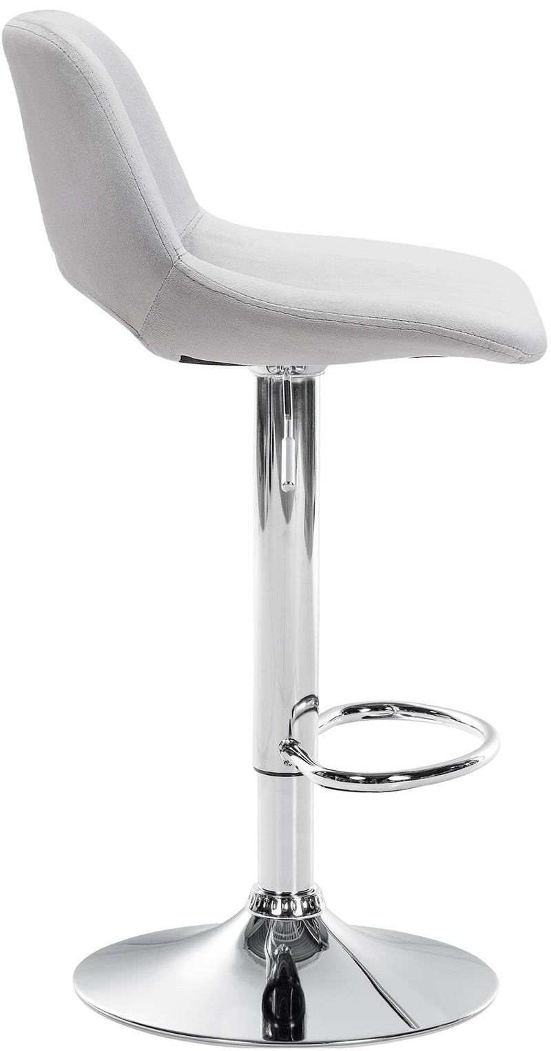 Barhocker 2er-Set höhenverstellbar mit Samtpolsterung und Rückenlehne in Chromoptik für Kücheninsel und Bar