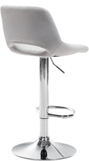 Barhocker 2er-Set höhenverstellbar mit Samtpolsterung und Rückenlehne in Chromoptik für Kücheninsel und Bar