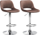 Modernes 2er-Set höhenverstellbare Samt-Barhocker mit Fußstütze