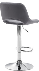 Barhocker 2er-Set höhenverstellbar mit Samtpolsterung und Rückenlehne in Chromoptik für Kücheninsel und Bar