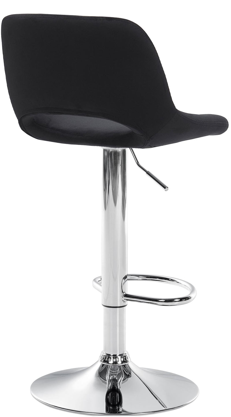 Barhocker 2er-Set höhenverstellbar mit Samtpolsterung und Rückenlehne in Chromoptik für Kücheninsel und Bar