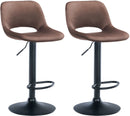 Modernes 2er-Set höhenverstellbare Samt-Barhocker mit Fußstütze