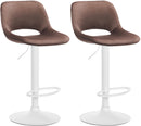 Modernes 2er-Set höhenverstellbare Samt-Barhocker mit Fußstütze