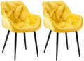 Esszimmerstühle 2er Set Samtbezug mit Armlehnen - Vollgepolsterte Sessel Metallgestell 150 kg