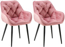 2er Set Elegante Samtstühle Luxuriöses Design Stabiles Metallgestell