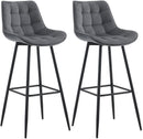 Modernes 2er-Set höhenverstellbare Barhocker mit Fußstütze und Stoff- oder Samtbezug
