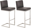 Barhocker 2er Set mit Kunstleder und Rückenlehne Freischwinger Design Edelstahl Gestell für Kücheninsel und Bar