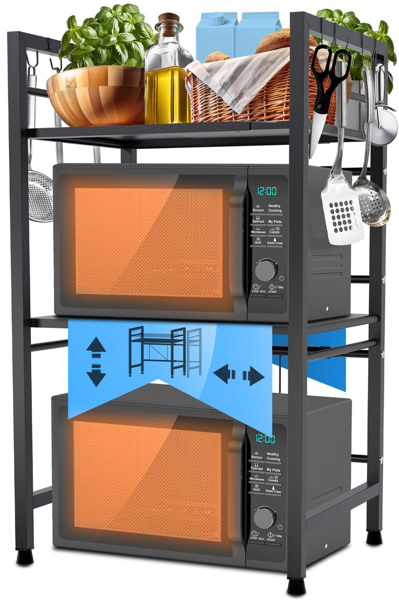 Mikrowellenregal höhenverstellbar 2-stufig / 3-stufig mit Haken Stauraum Küche